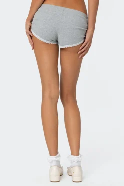 Kadence Ruched Lace Trim Shorts