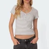 Kady Striped Henley T Shirt