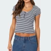 Kady Striped Henley T Shirt