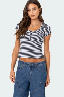 Kady Striped Henley T Shirt