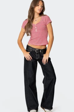 Kady Striped Henley T Shirt