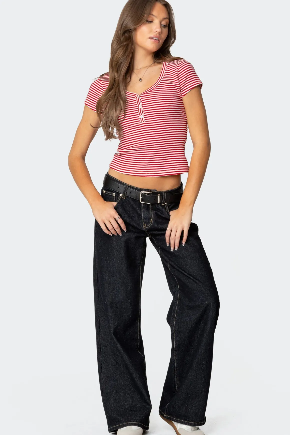 Kady Striped Henley T Shirt