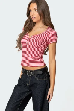 Kady Striped Henley T Shirt