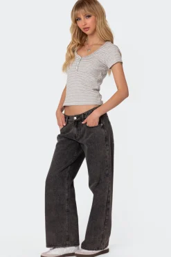 Kady Striped Henley T Shirt