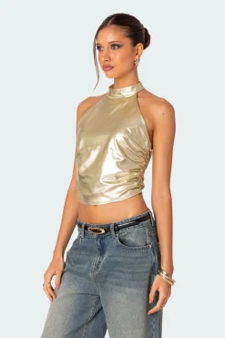 Karter Metallic Halter Top