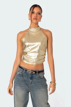 Karter Metallic Halter Top