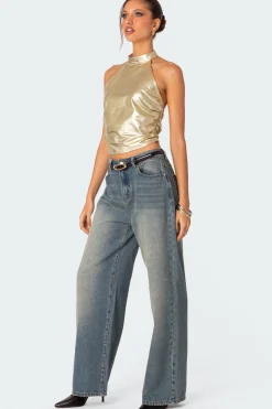 Karter Metallic Halter Top