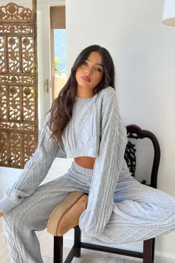 Kasey Cable Knit Cropped Sweater