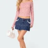 Katalina Pleated Hem Denim Mini Skirt