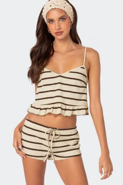Kathy Striped Ruffle Hem Tank Top