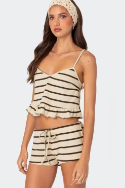 Kathy Striped Ruffle Hem Tank Top