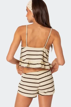 Kathy Striped Ruffle Hem Tank Top