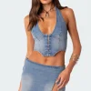 Katrina Lace Up Denim Corset