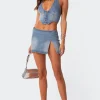 Katrina Slitted Denim Mini Skirt