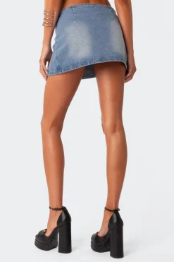Katrina Slitted Denim Mini Skirt