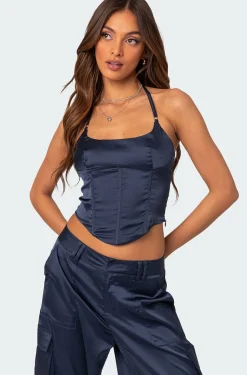 Kelsey Satin Lace Up Corset