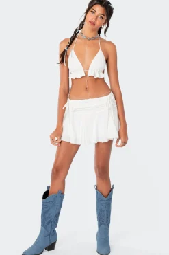 Keoni Gathered Ruffle Low Rise Mini Skirt