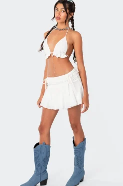 Keoni Gathered Ruffle Low Rise Mini Skirt
