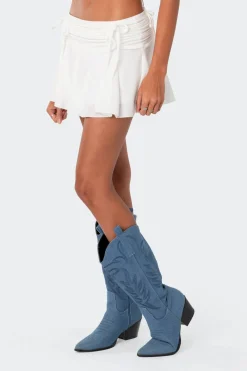 Keoni Gathered Ruffle Low Rise Mini Skirt