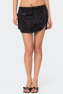 Keren Slitted Nylon Cargo Mini Skirt