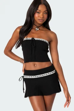 Khloe Lacey Ribbon Knit Tube Top