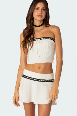Khloe Lacey Ribbon Knit Tube Top
