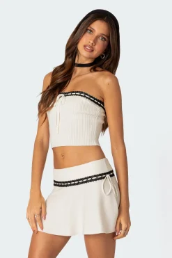 Khloe Lacey Ribbon Knit Tube Top