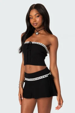 Khloe Lacey Ribbon Knit Tube Top
