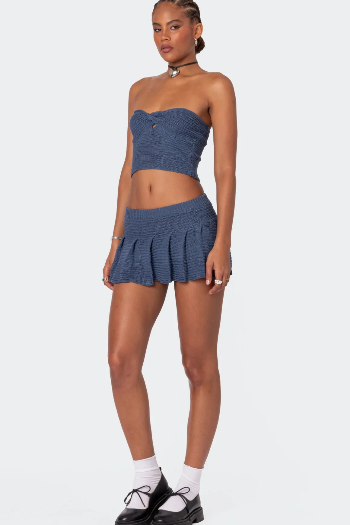 Kiera Pleated Knit Mini Skirt