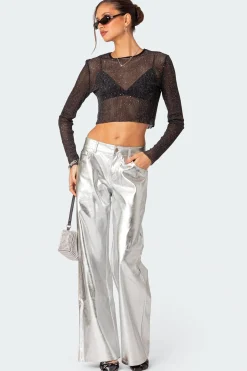 Kim Metallic Faux Leather Pants