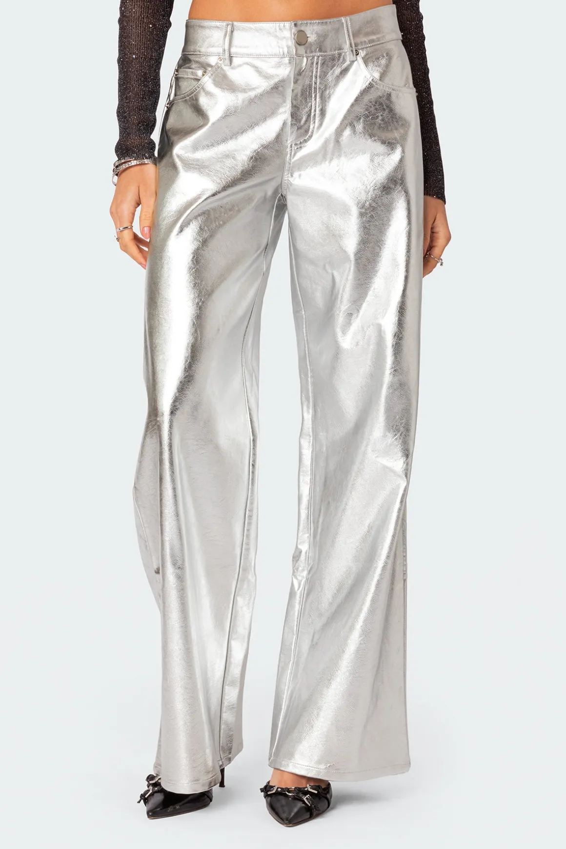 Kim Metallic Faux Leather Pants