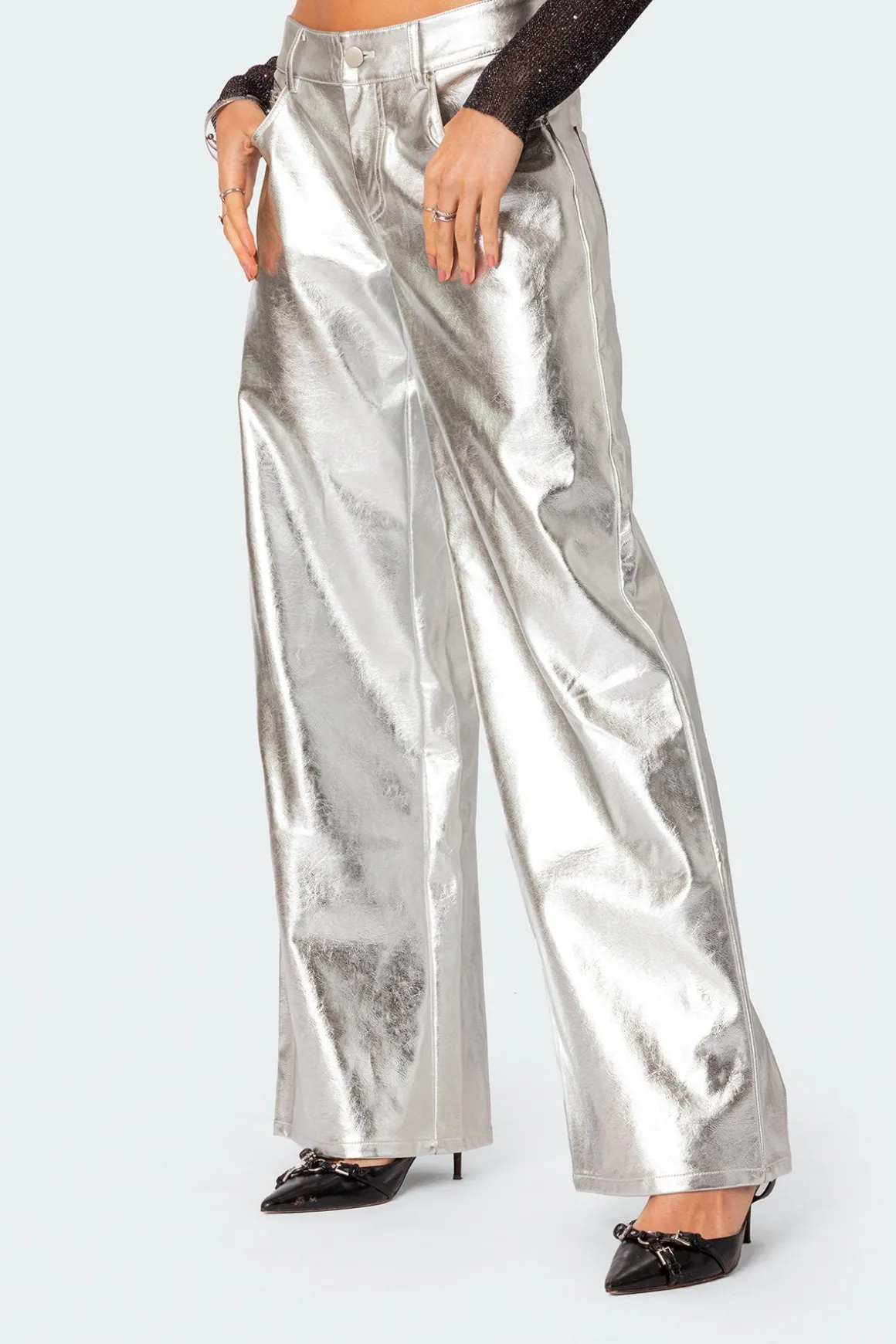 Kim Metallic Faux Leather Pants