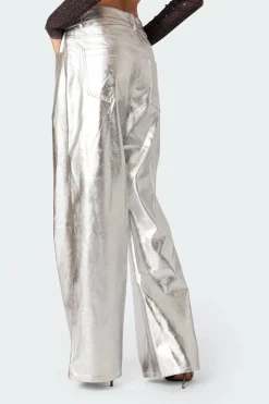 Kim Metallic Faux Leather Pants