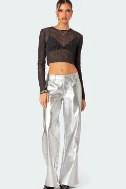 Kim Metallic Faux Leather Pants