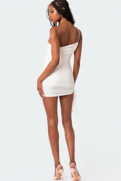 Kinsley Asymmetric Gathered Mini Dress