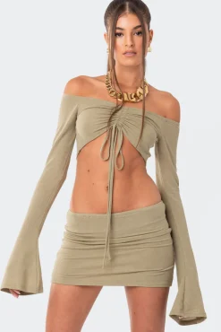 Kirby Gathered Off The Shoulder Crop Top