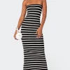 Knit Back Slitted Maxi Dress