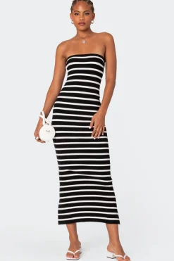 Knit Back Slitted Maxi Dress