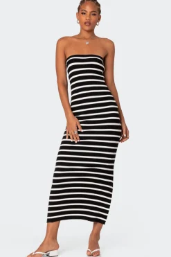 Knit Back Slitted Maxi Dress
