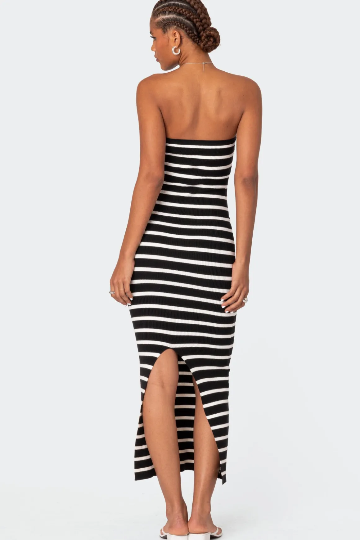 Knit Back Slitted Maxi Dress