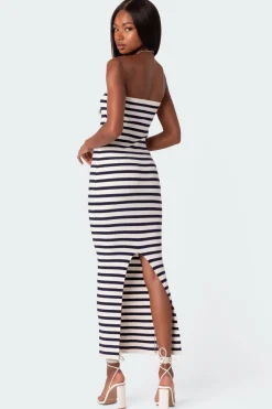 Knit Back Slitted Maxi Dress