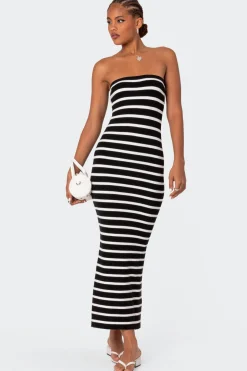 Knit Back Slitted Maxi Dress