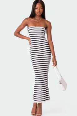 Knit Back Slitted Maxi Dress