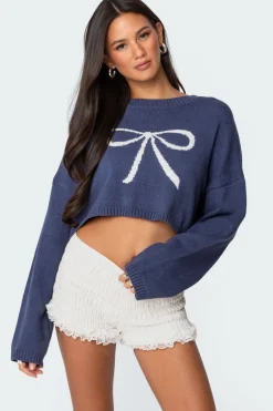 Knit Bow Cropped Sweater