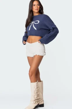 Knit Bow Cropped Sweater