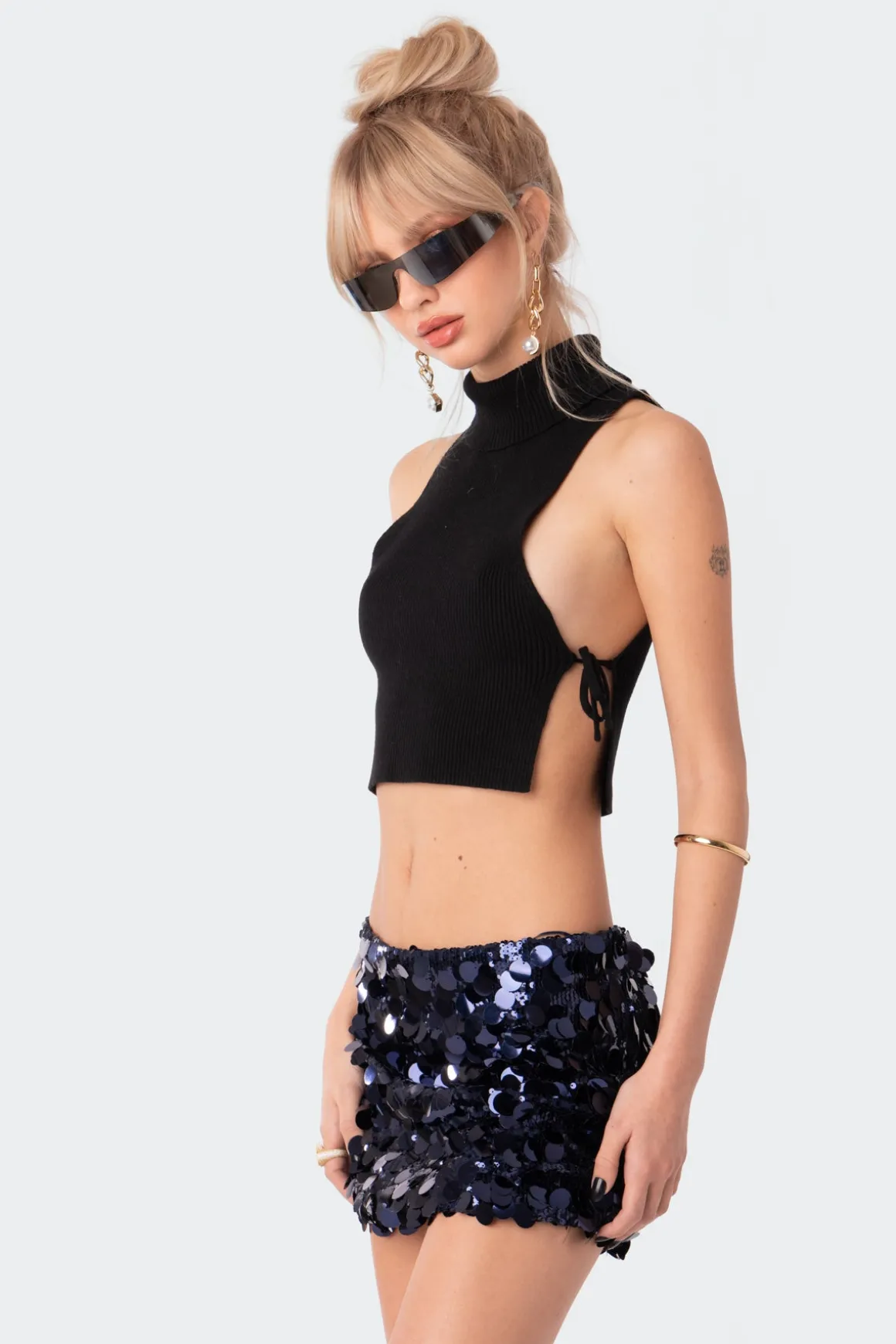 Knitted Side Lace-Up Top