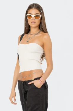 Knitted Sweetheart Strapless Top