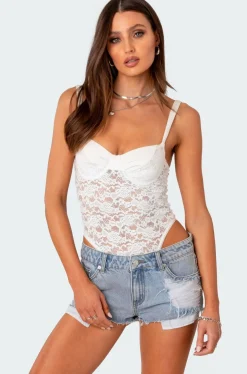 Lace & Satin Cupped Bodysuit