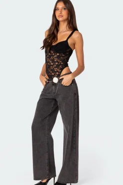 Lace & Satin Cupped Bodysuit