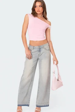 Lace Bow Asymmetric Top